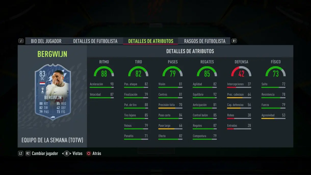 FIFA 22: llegan las primeras mejoras de Headliners en un flojo TOTW 19 Ultimate Team stats in game Bergwijn IF
