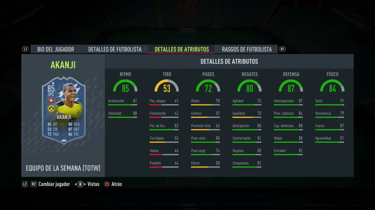 FIFA 22: llegan las primeras mejoras de Headliners en un flojo TOTW 19 Ultimate Team stats in game Akanji IF