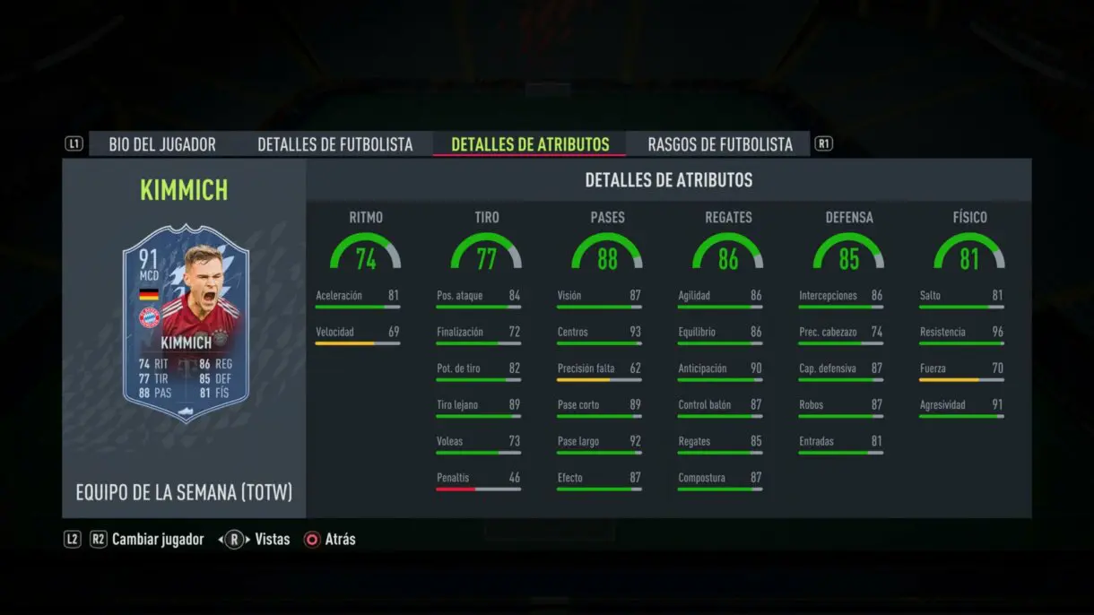 FIFA 22: llegan las primeras mejoras de Headliners en un flojo TOTW 19 Ultimate Team stats in game Kimmich SIF