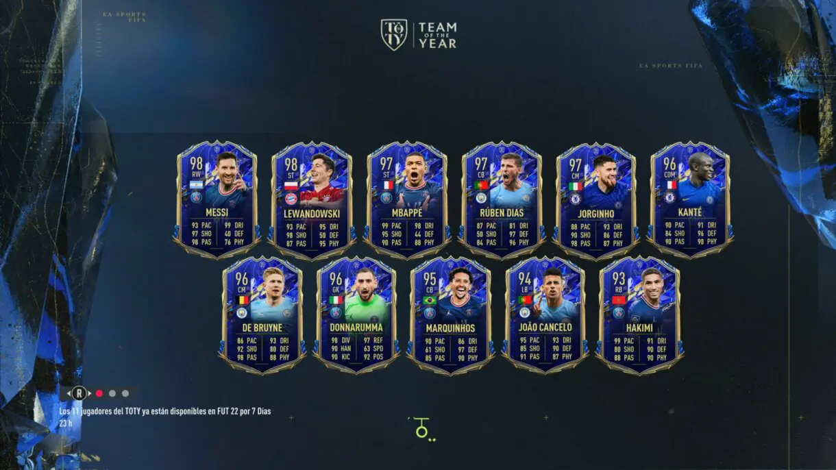 FIFA 22: todos los titulares del TOTY están disponibles en sobres Ultimate Team Equipo del Año (once)