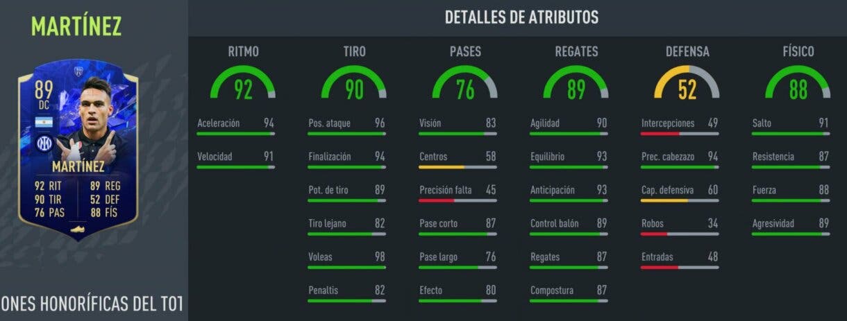 FIFA 22: ¿Merece la pena Lautaro Martínez TOTY Honorífico? + Solución del SBC Ultimate Team stats in game