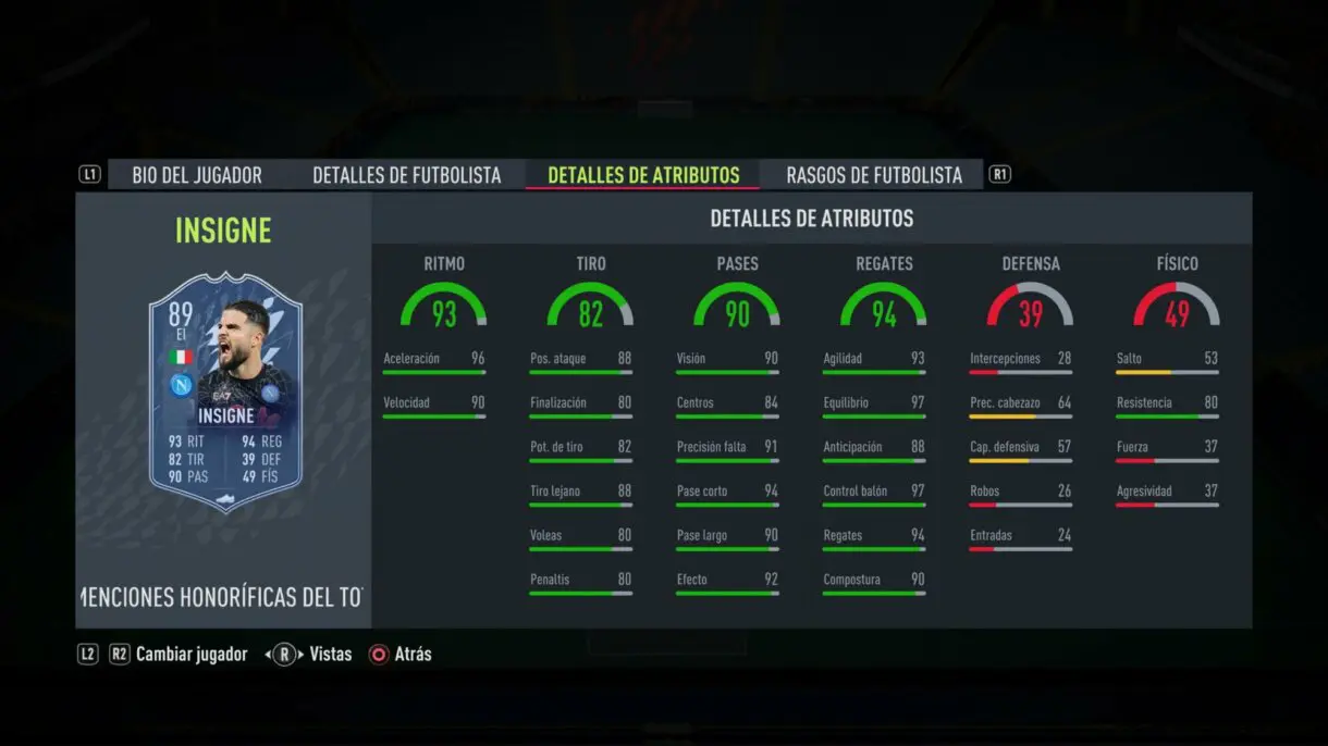 FIFA 22: Quince TOTY Mención Honorífica aparecen en sobres y estos son sus números Ultimate Team stats in game Insigne