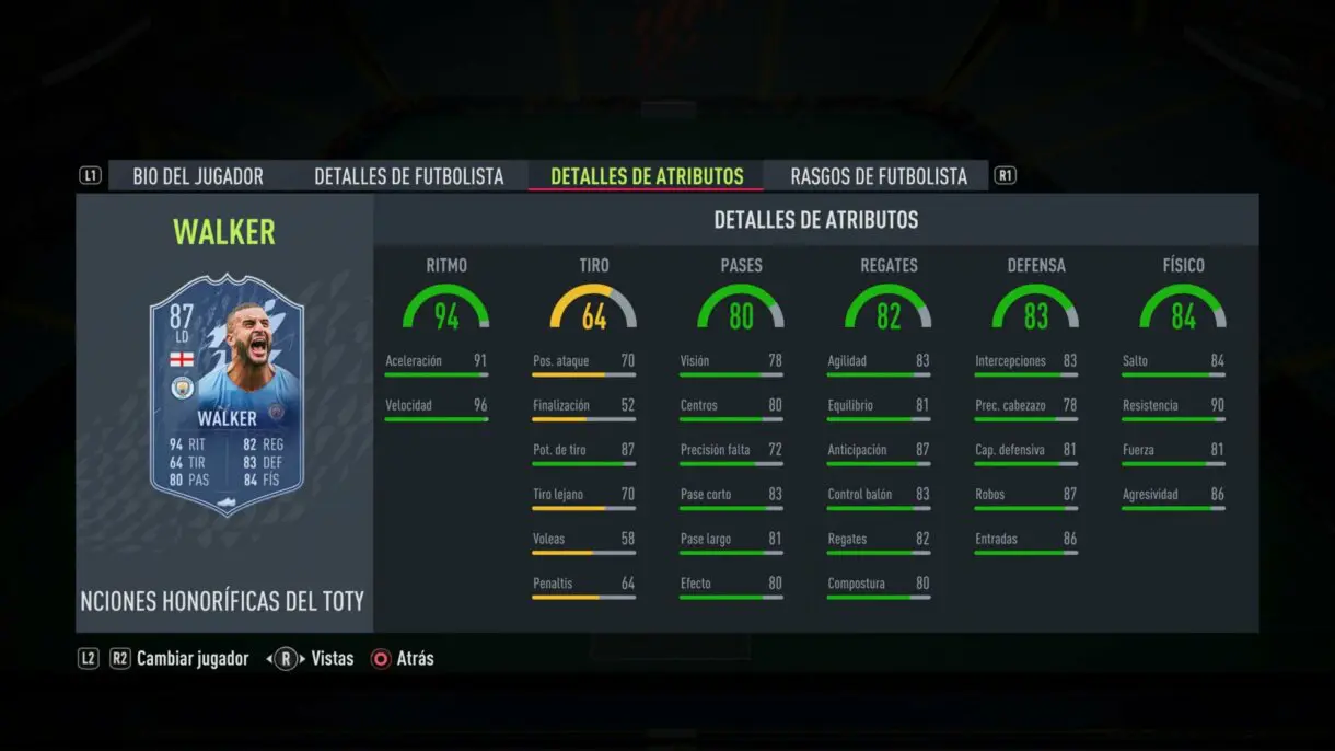FIFA 22: Quince TOTY Mención Honorífica aparecen en sobres y estos son sus números Ultimate Team stats in game Walker