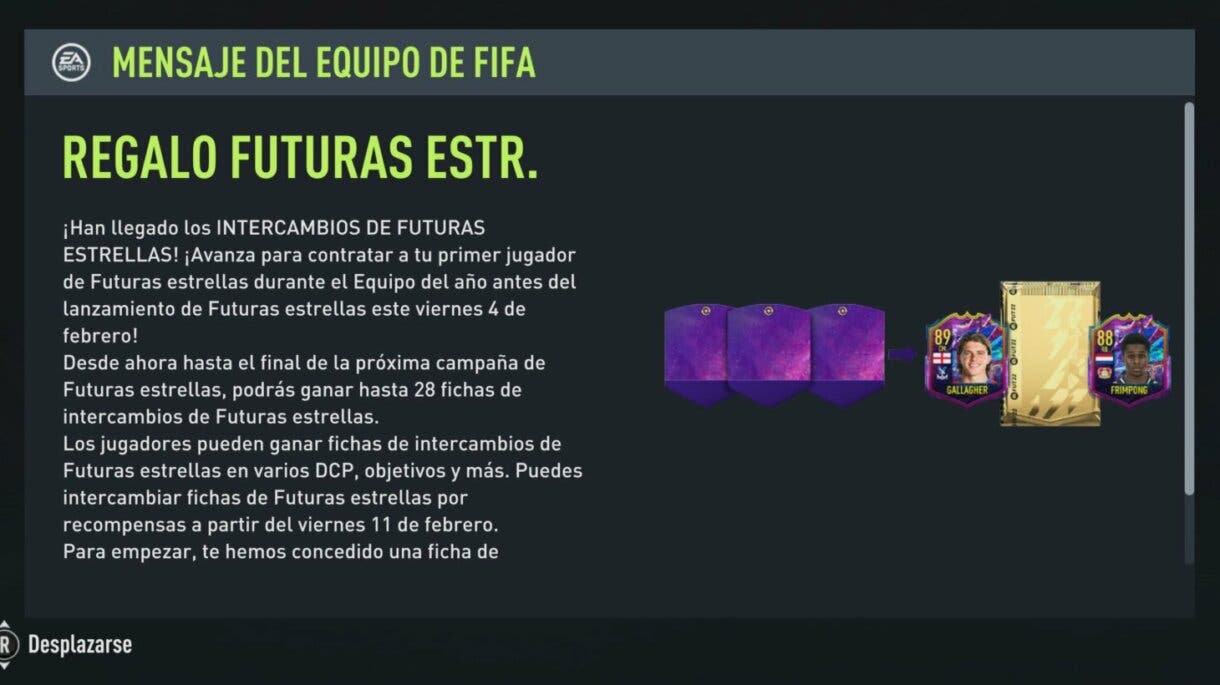 FIFA 22: lista completa de recompensas de los Swaps Future Stars mensaje desde el juego confirmado