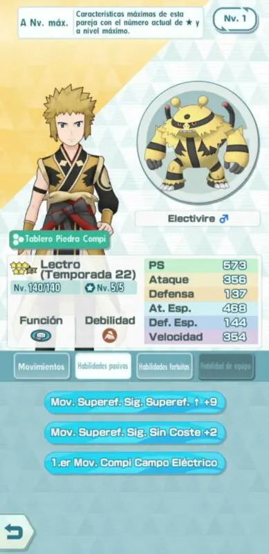 Lectro (Temporada 22) y Electivire Pokemon Masters EX habilidades