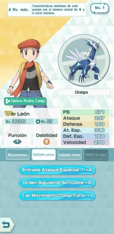 Leon y Dialga Pokemon Masters EX habilidades