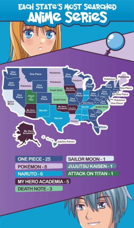 mapa anime usa