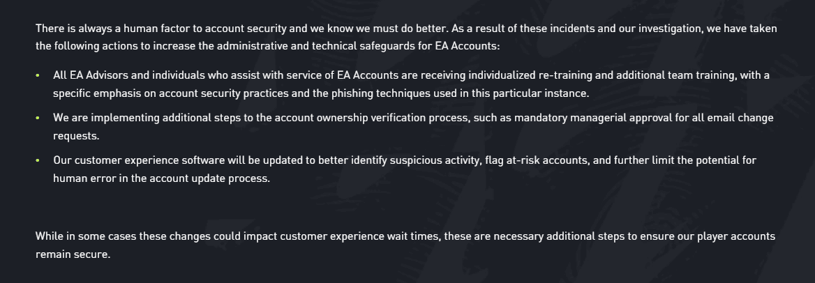 FIFA 22: EA Sports confirma casos de hackeos de cuentas de Ultimate Team y estas son sus medidas lista de decisiones desde su página oficial