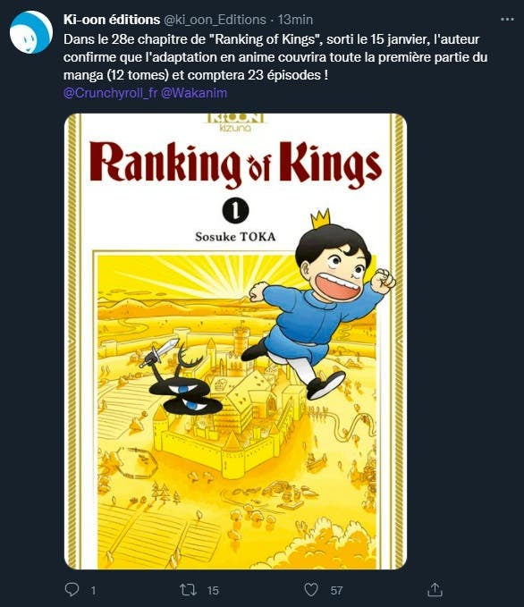 Ranking of kings manga