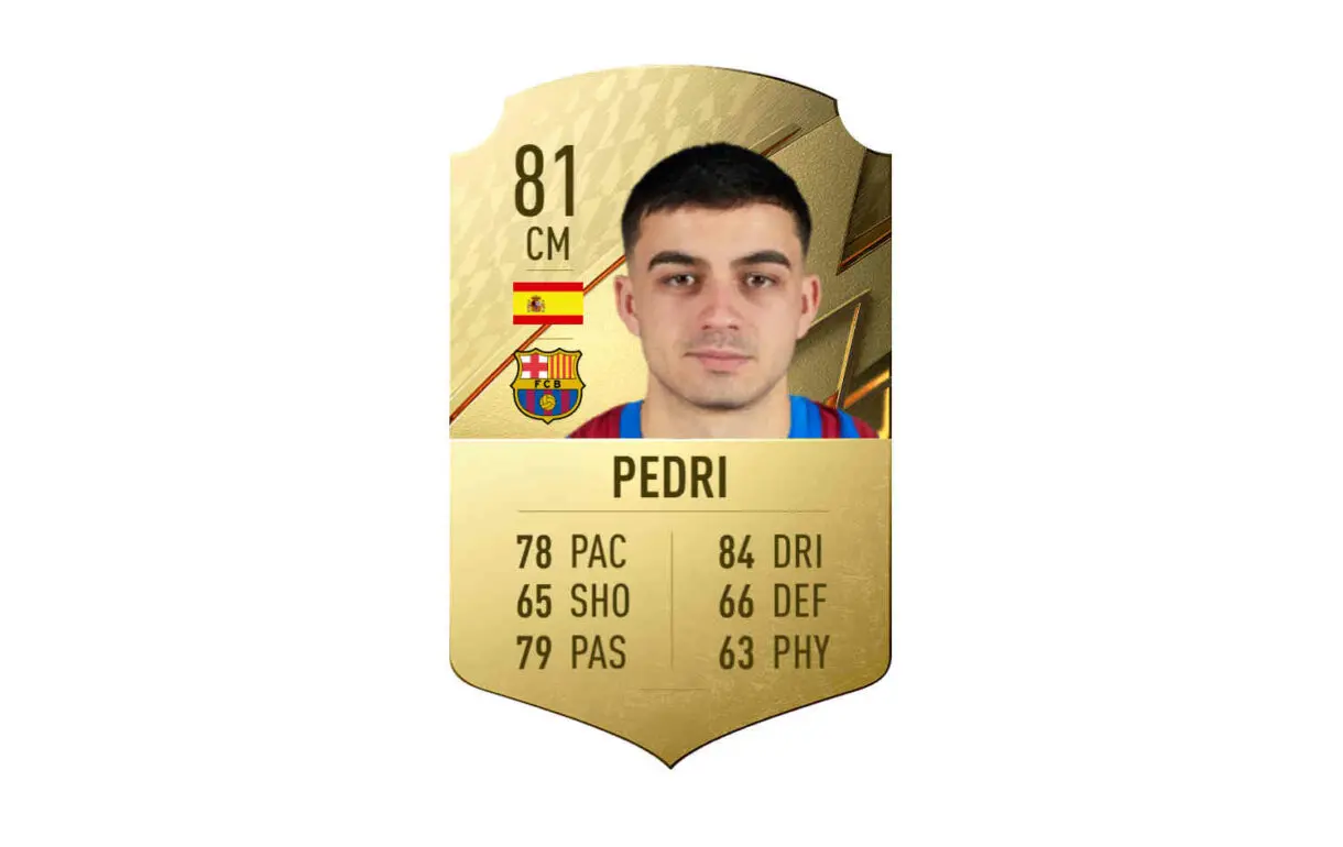 FIFA 22 medias: filtrada la nueva carta de Pedri y sus stats para Ultimate Team ítem oficial