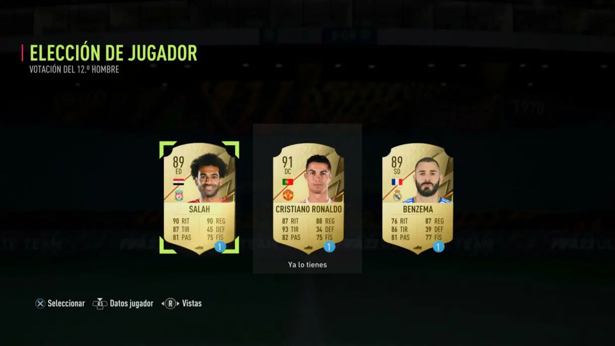 FIFA 22: ya puedes votar al TOTY número 12 de Ultimate Team player pick (Cristiano Ronaldo, Karim Benzema y Mohamed Salah)