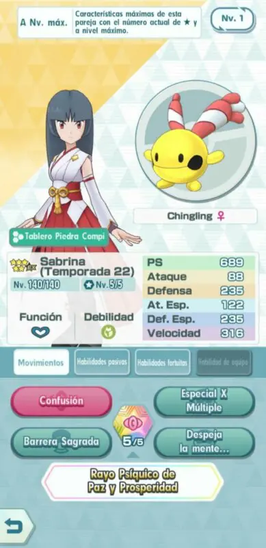 Sabrina (Temporada 22) y Chingling Pokemon Masters EX