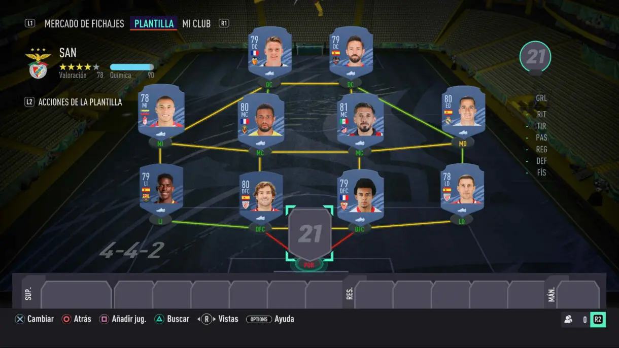 FIFA 22: ¿La Liga Santander será menos competitiva en Ultimate Team por sus destacables bajas? ejemplo de plantilla de poco presupuesto para empezar el año