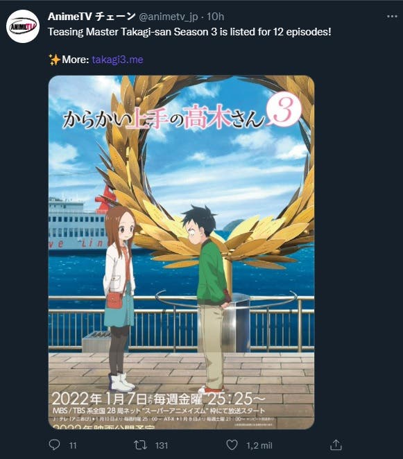 Terceira temporada de Karakai Jouzu no Takagi-san é anunciada