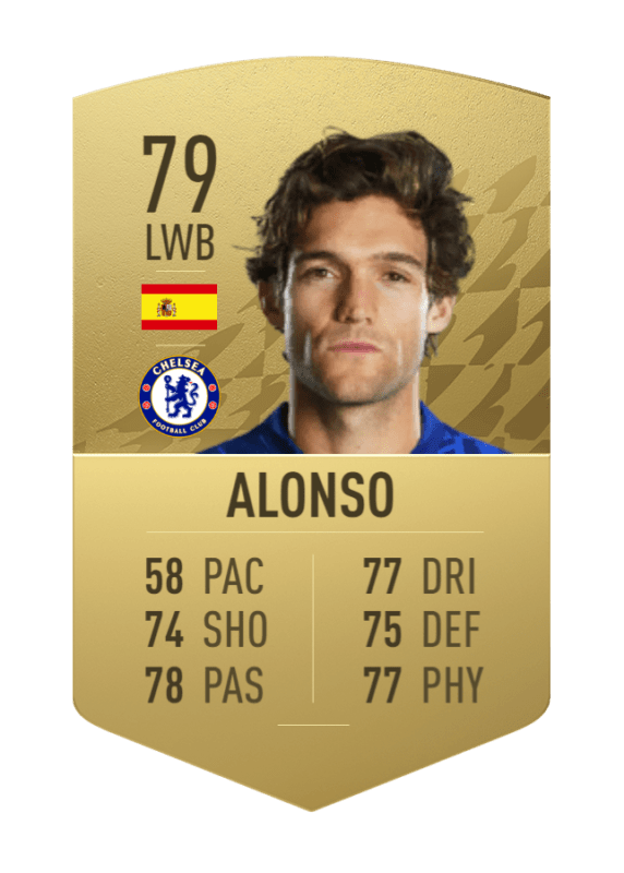 Carta Marcos Alonso oro no único FIFA 22 Ultimate Team