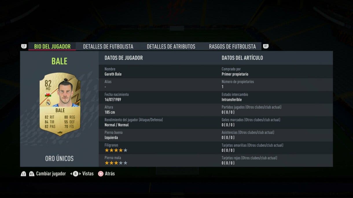 Estrellas Bale oro FIFA 21 Ultimate Team