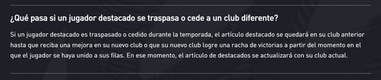 Regla oficial de EA Sports sobre los traspasos de Headliners