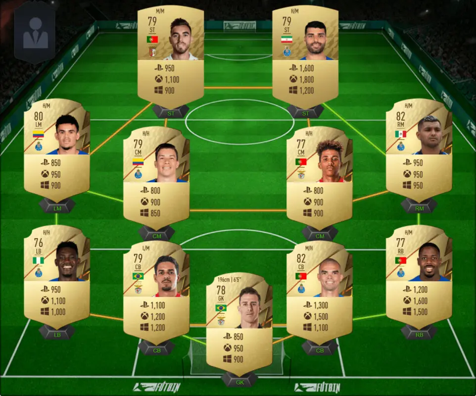 Precio individual de cada carta en cada plataforma plantilla Liga Portugal FIFA 22 Ultimate Team