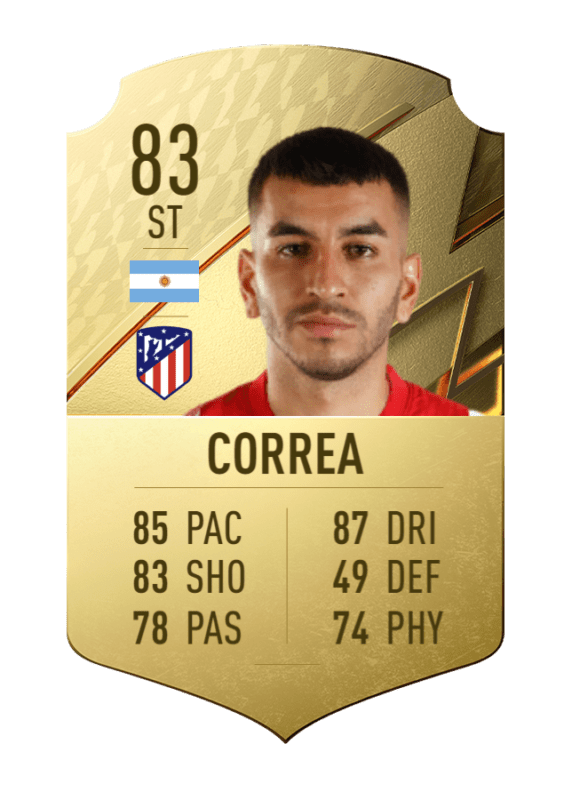 Carta Ángel Correa oro único FIFA 22 Ultimate Team