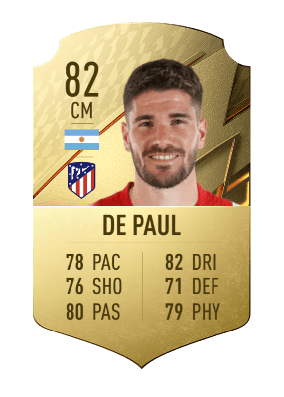 Carta Rodrigo De Paul oro único FIFA 22 Ultimate Team