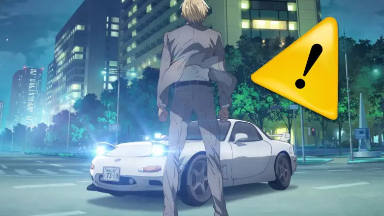 amuro de detective conan con un aviso de alerta