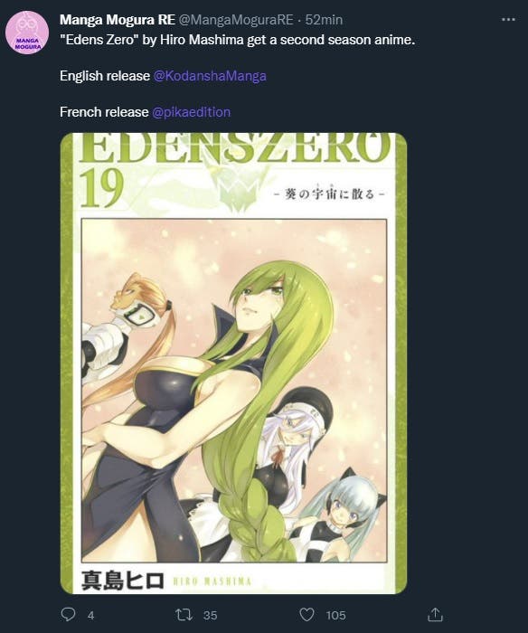 Edens Zero confirma la producción de su temporada 2 de anime