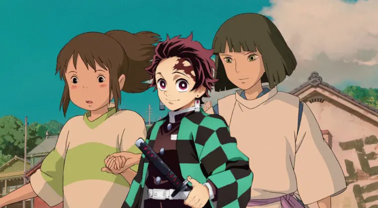 Imagen de Este póster es la fusión perfecta de Kimetsu no Yaiba y El viaje de Chihiro