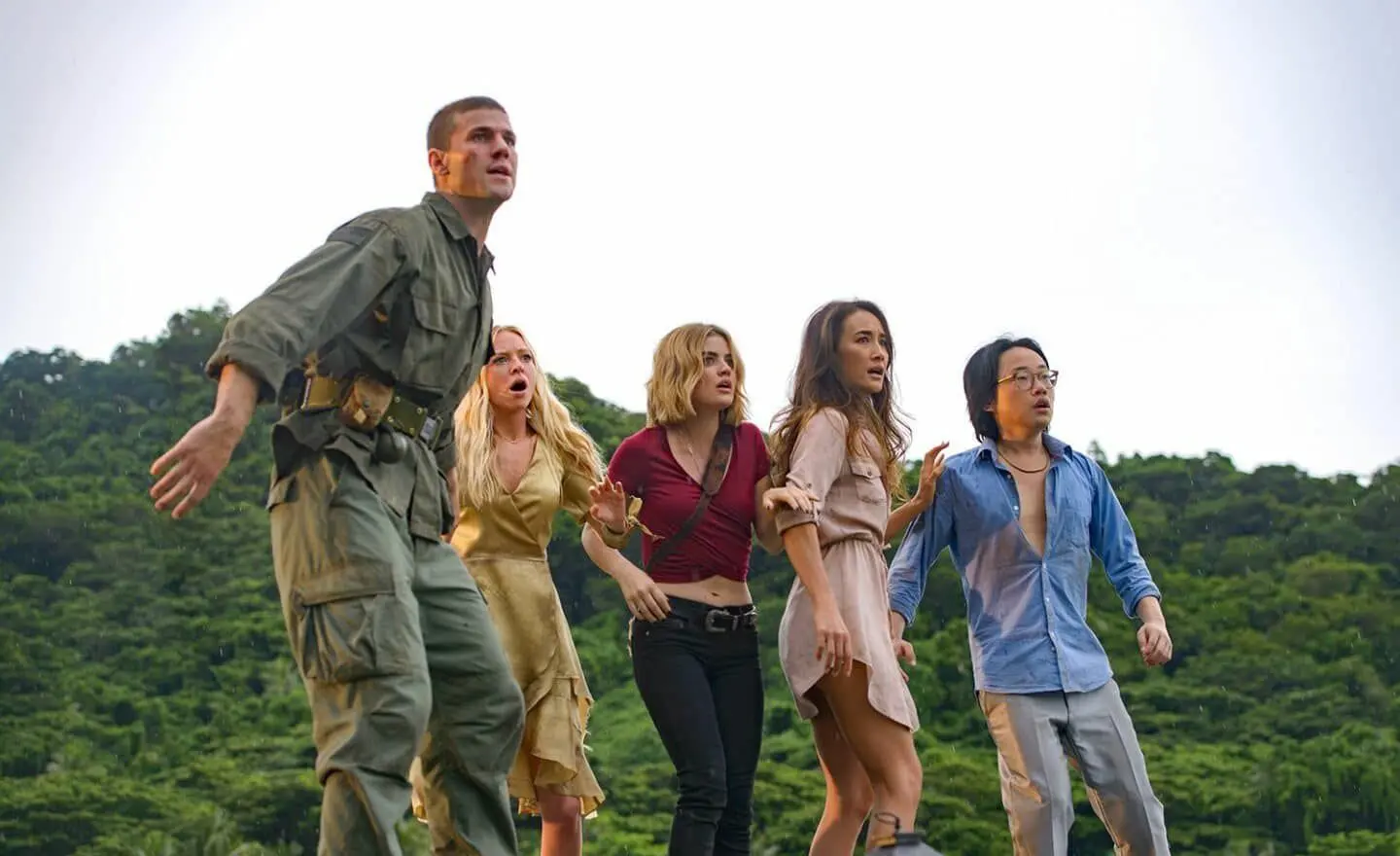 Cinco personas en una isla para Fantasy Island