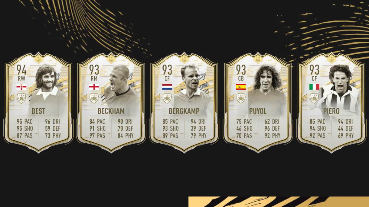 Cartas Icono Moments de Best, Beckham, Bergkamp, Puyol y Del Piero FIFA 22 Ultimate Team