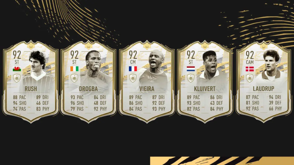 Cartas Icono Moments de Rush, Drogba, Vieira, Kluivert y Laudrup FIFA 22 Ultimate Team