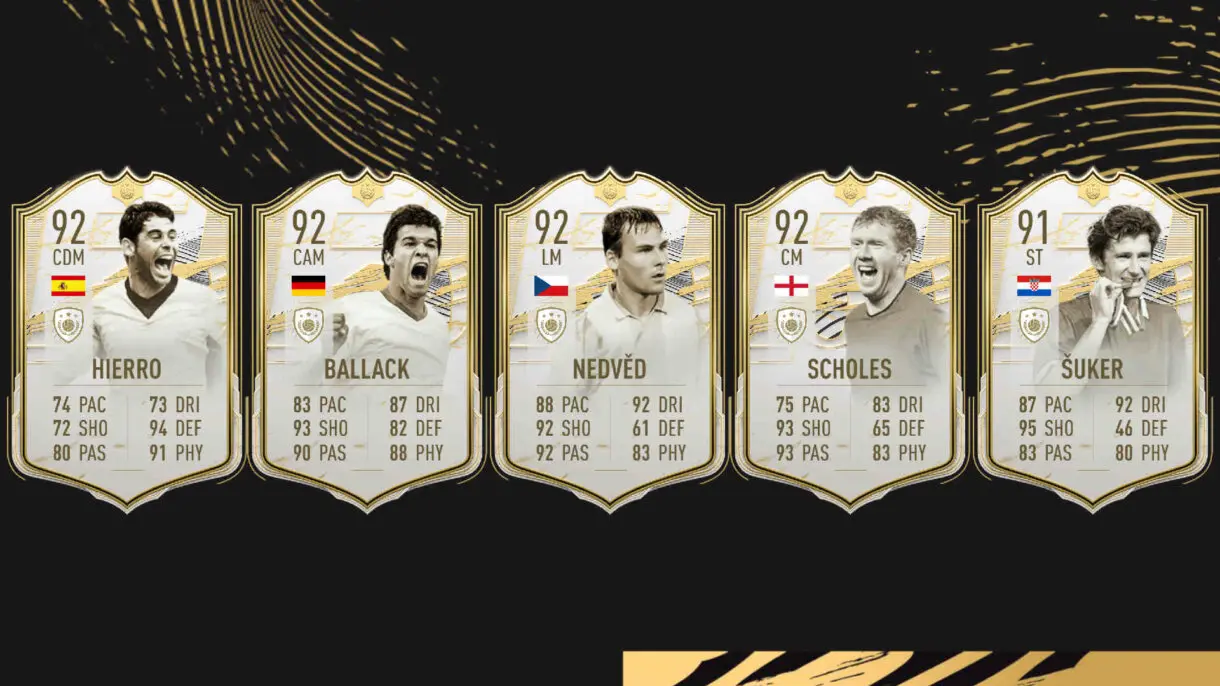 Cartas Icono Moments de Hierro, Ballack, Nedved, Scholes y Suker FIFA 22 Ultimate Team