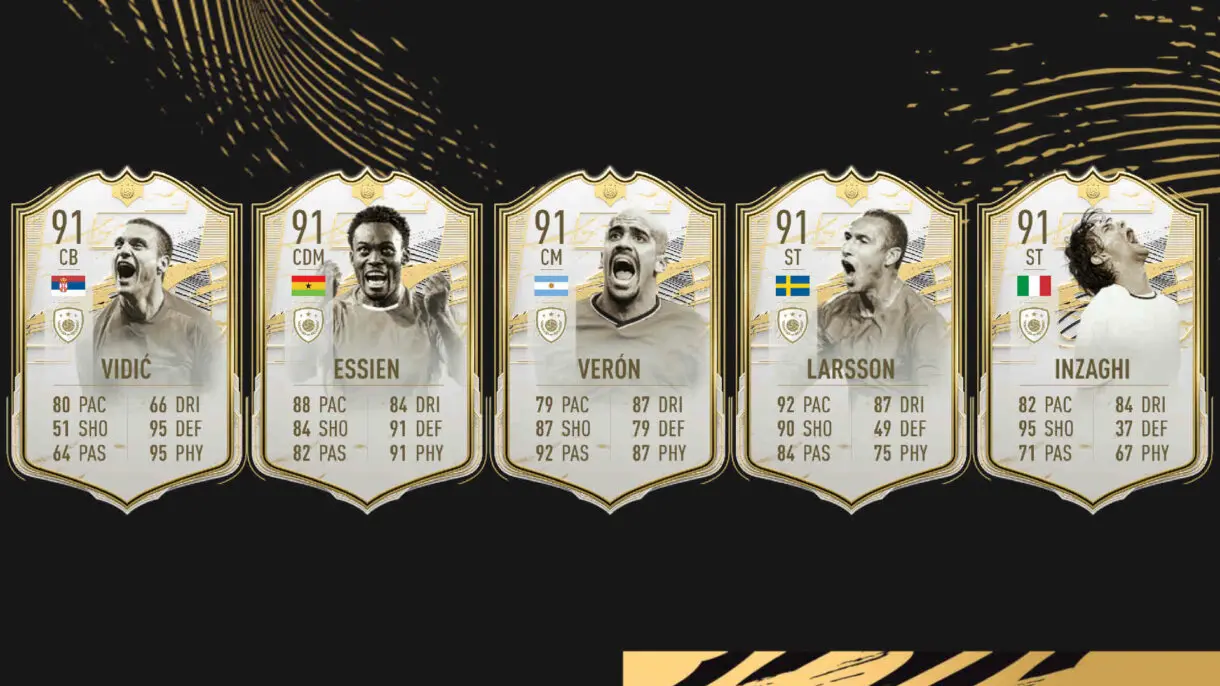 Cartas Icono Moments de Vidic, Essien, Verón, Larsson e Inzaghi FIFA 22 Ultimate Team