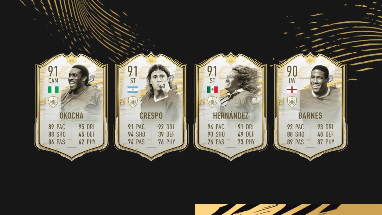 Cartas Icono Moments de Okocha, Crespo, Luis Hernández y Barnes FIFA 22 Ultimate Team