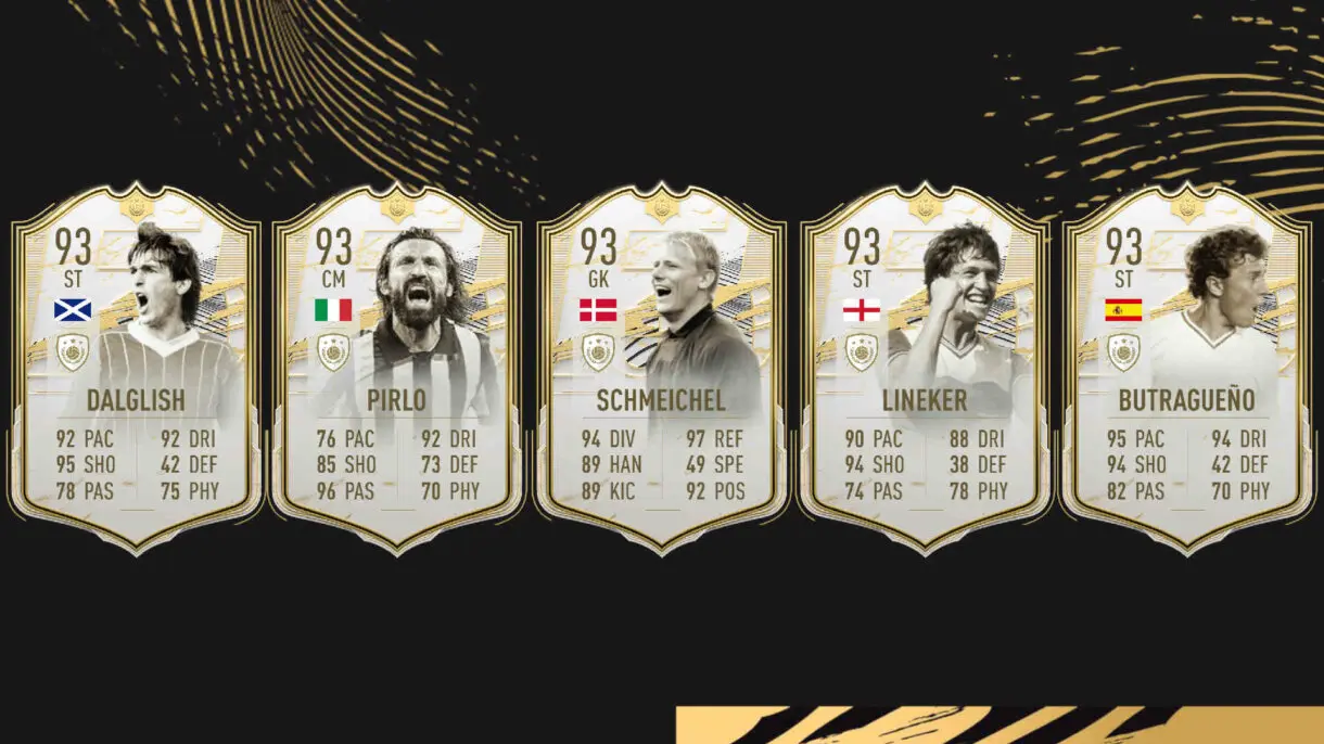 Cartas Icono Moments Lineker, Pirlo, Schemeichel, Lineker y Butragueño FIFA 21 Ultimate Team