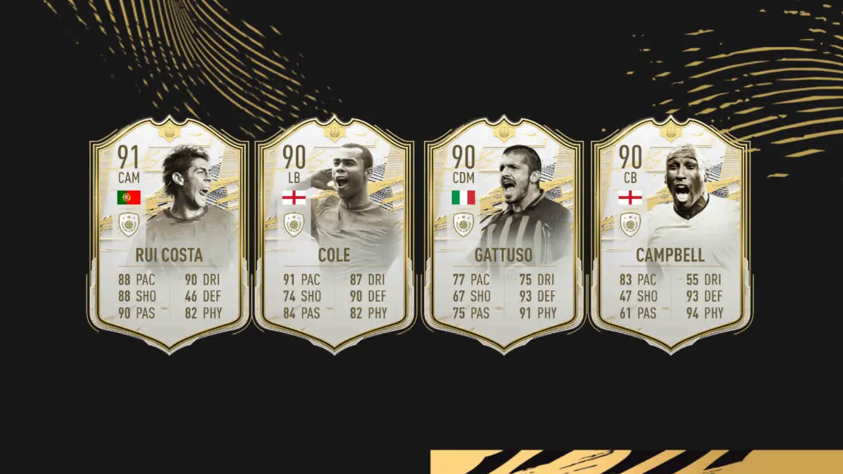 Cartas Icono Moments Rui Costa, Cole, Gattuso y Campbell FIFA 21 Ultimate Team