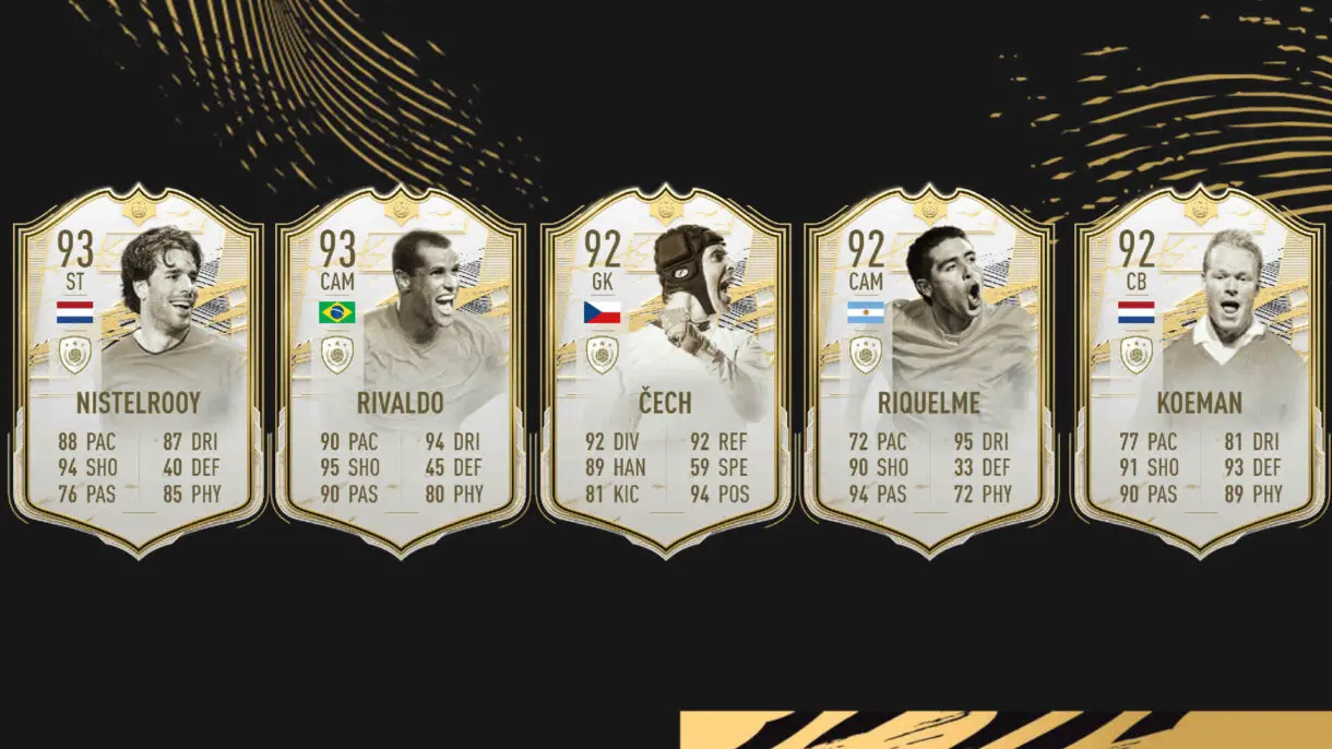 Cartas Iconos Moments Van Nistelrooy, Rivaldo, Cech, Riquelme y Koeman FIFA 21 Ultimate Team