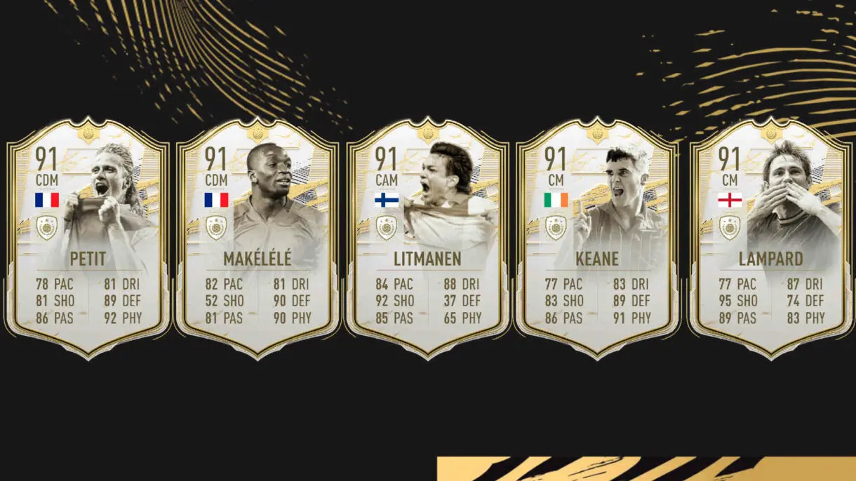 Cartas Iconos Moments Petit, Makélélé, Litmanen, Keane y Lampard FIFA 21 Ultimate Team