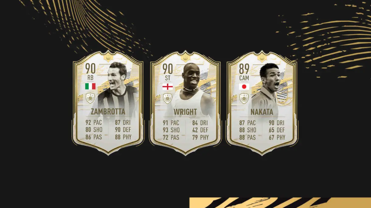 Cartas Iconos Moments Zambrotta, Wright y Nakata FIFA 21 Ultimate Team