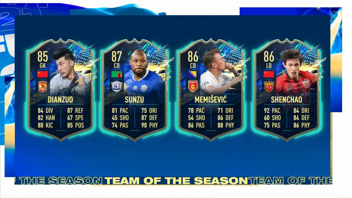 Cartas defensas TOTS CSL FIFA 21 Ultimate Team