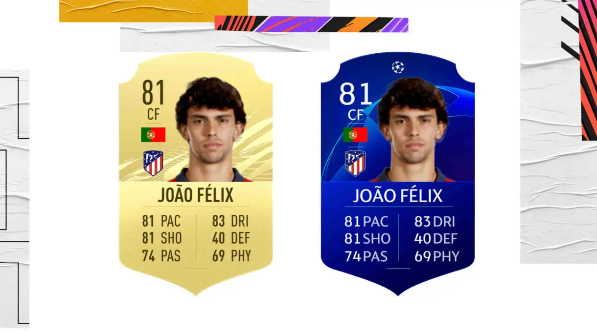 Cartas Joao Félix diferencia oro y UCL FIFA 21 Ultimate Team