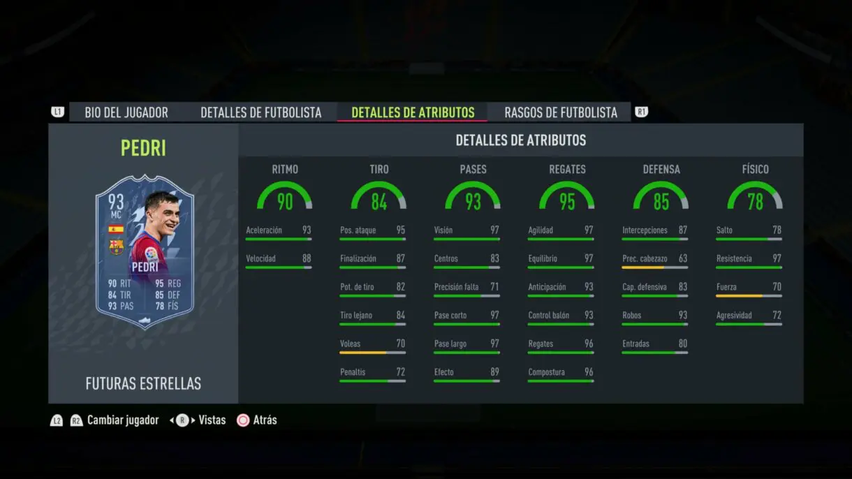FIFA 22: llegó el segundo equipo Future Stars y estos son los atributos de sus jugadores Ultimate Team stats in game de Pedri