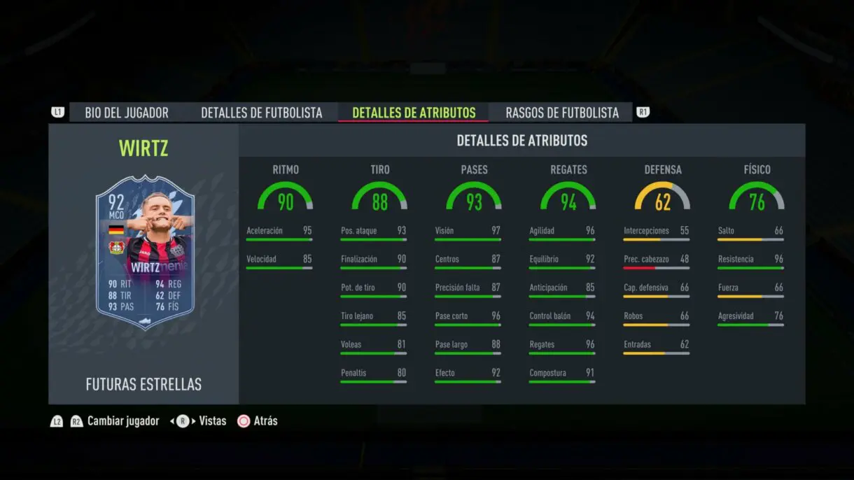FIFA 22: llegó el segundo equipo Future Stars y estos son los atributos de sus jugadores Ultimate Team stats in game de Wirtz