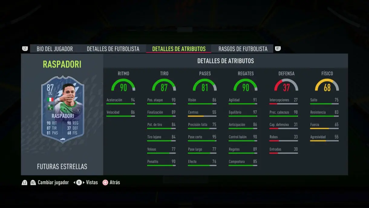 FIFA 22: llegó el segundo equipo Future Stars y estos son los atributos de sus jugadores Ultimate Team stats in game de Raspadori