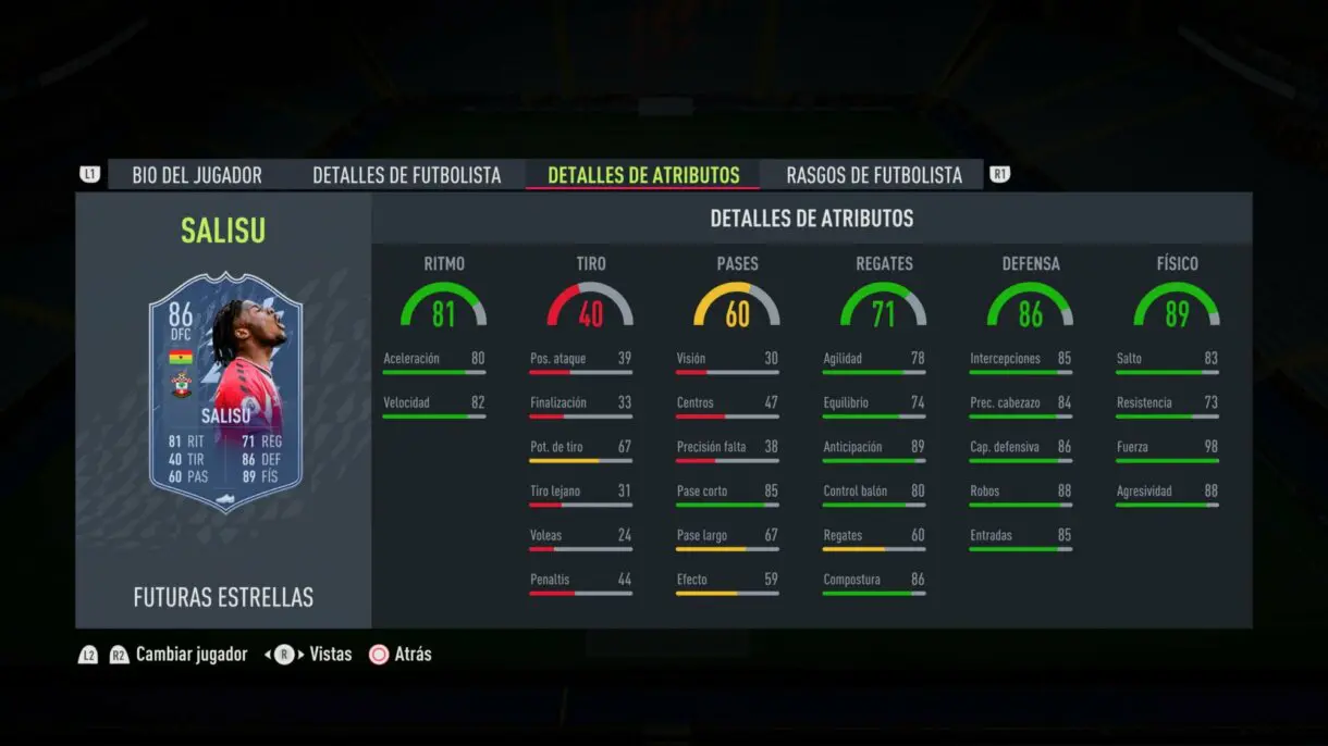 FIFA 22: llegó el segundo equipo Future Stars y estos son los atributos de sus jugadores Ultimate Team stats in game de Salisu