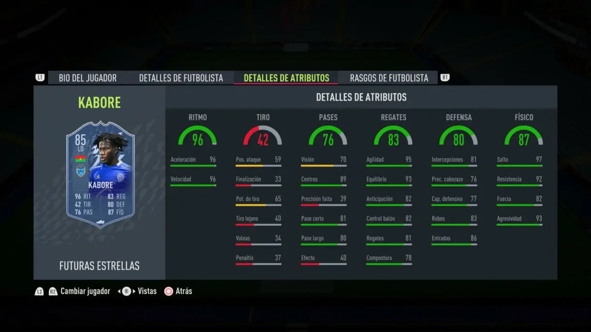 FIFA 22: llegó el segundo equipo Future Stars y estos son los atributos de sus jugadores Ultimate Team stats in game de Kabore