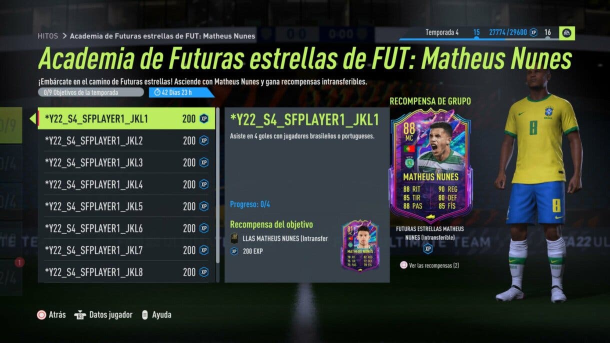 Grupo de objetivos Matheus Nunes Future Stars FIFA 22 Ultimate Team