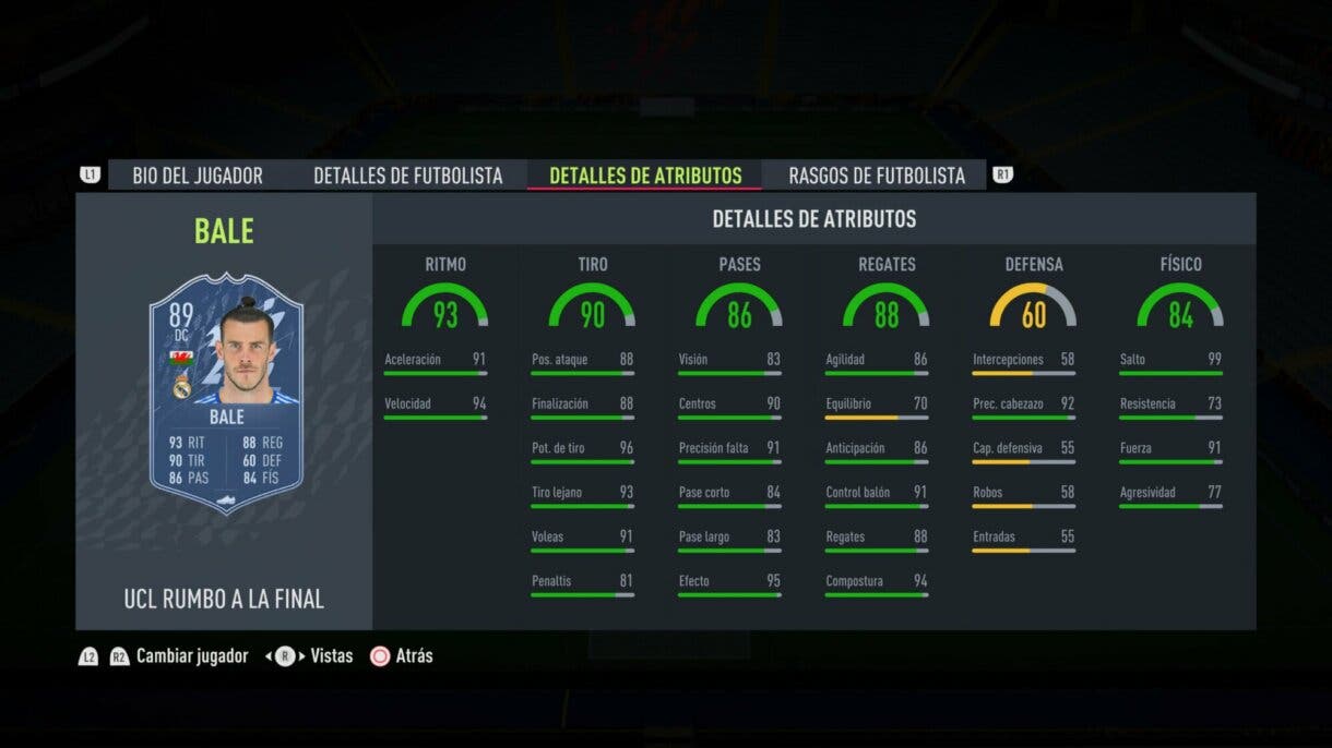 Stats in game Bale RTTF FIFA 22 Ultimate Team