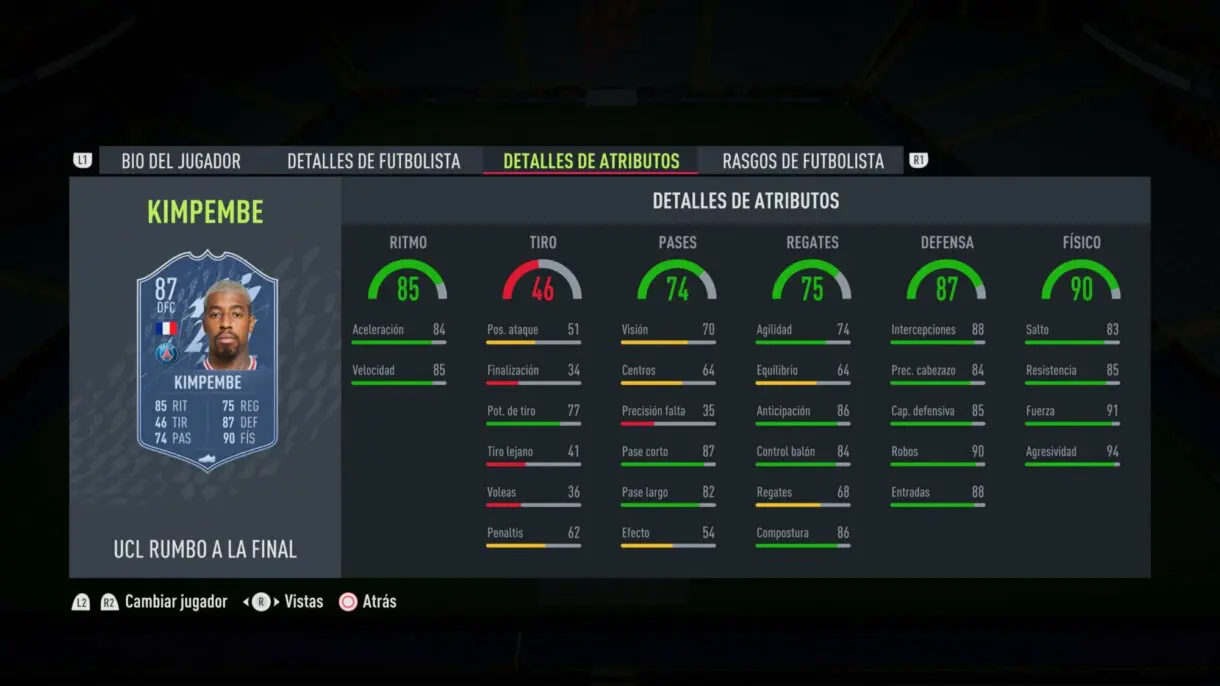 Stats in game Kimpembe RTTF FIFA 22 Ultimate Team