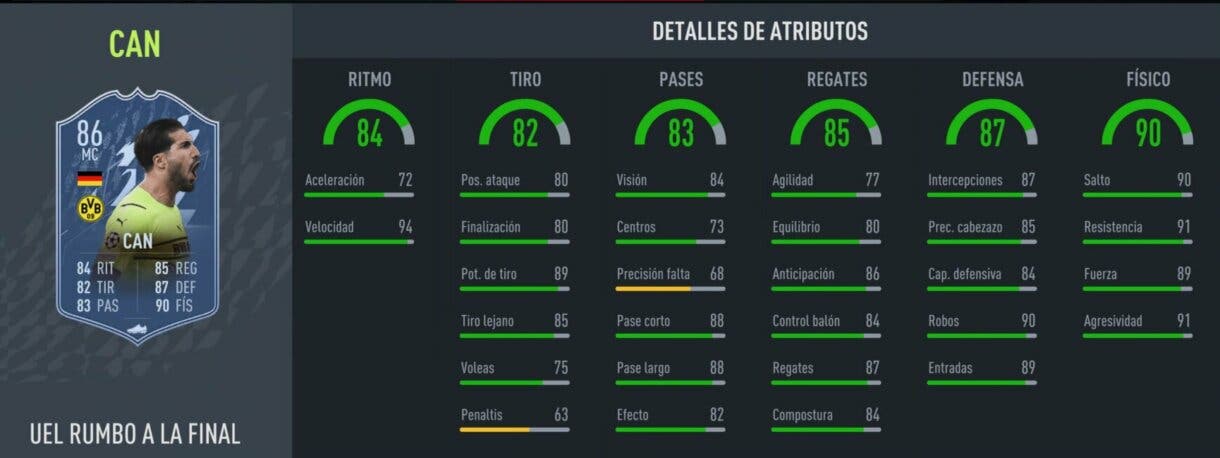 Stats in game Emre Can RTTF FIFA 22 Ultimate Team