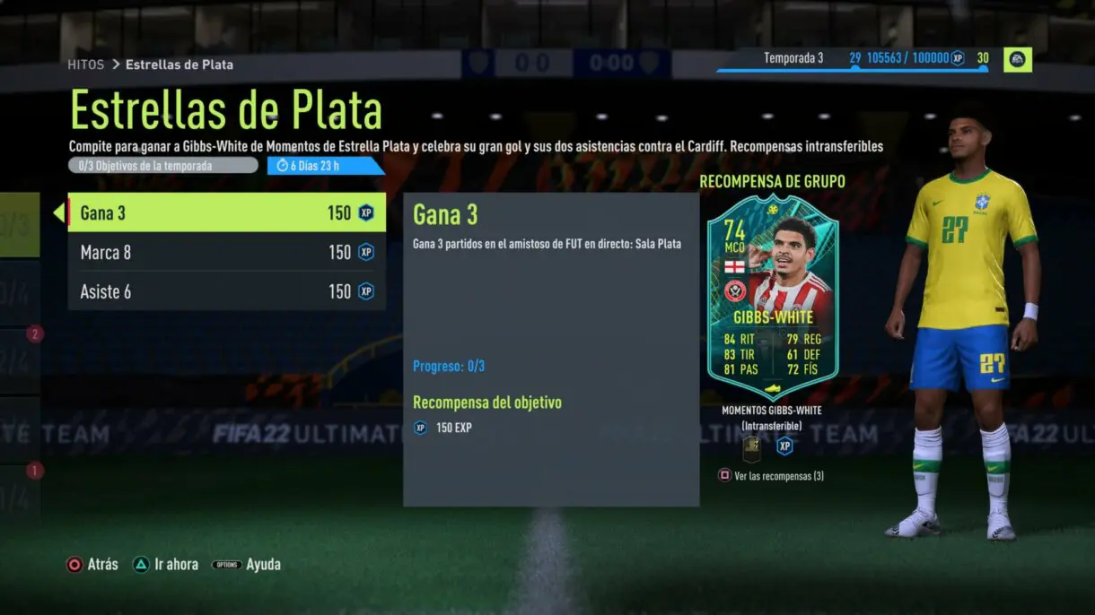 FIFA 22: esta es la nueva carta gratuita de plata e incluye un token Future Stars (Gibbs-White) Ultimate Team imagen de sus Hitos.